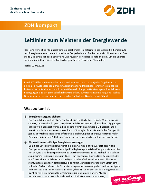 Energiepolitische Leitlinien | ZDH